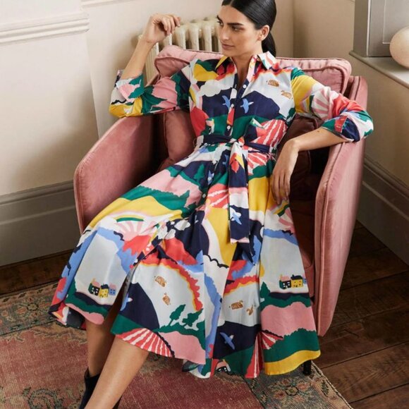 Boden Kitty Printed Shirt Dress Size 12P - Picture 8 of 8